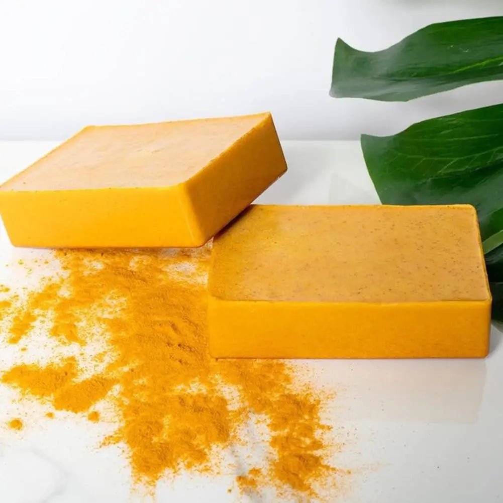 2Pcs Turmeric Soap Face Cleansing anti Acne Skin Care Lightening Face Remove Pimples Dark Spots Lightening Handmade Soap