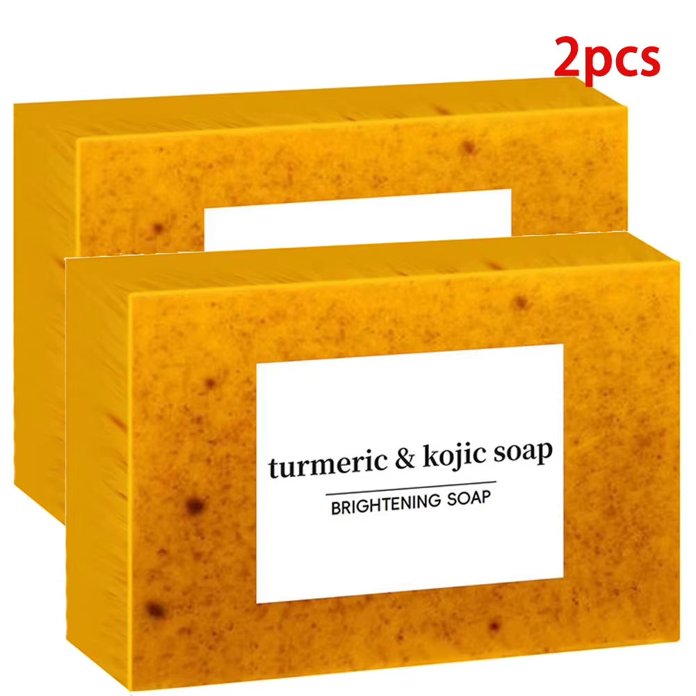 2Pcs Turmeric Soap Face Cleansing anti Acne Skin Care Lightening Face Remove Pimples Dark Spots Lightening Handmade Soap